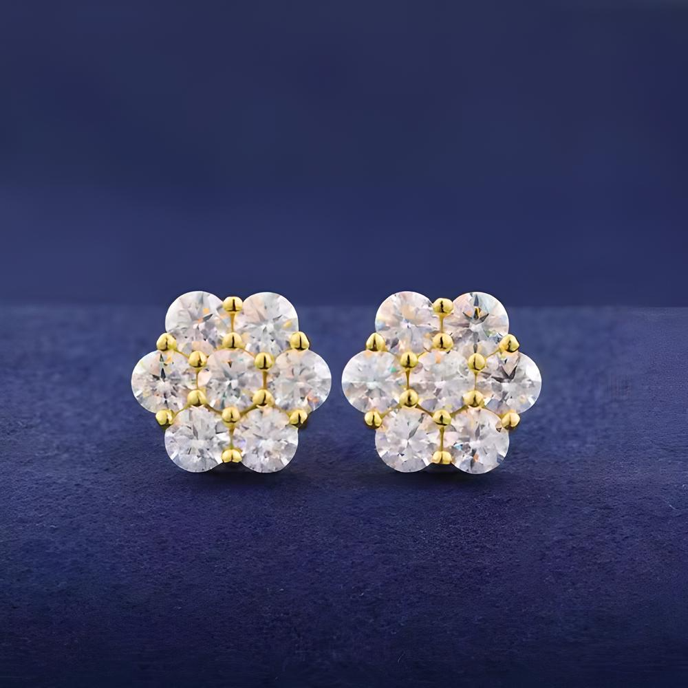 Moissanite Flower Stud Earrings