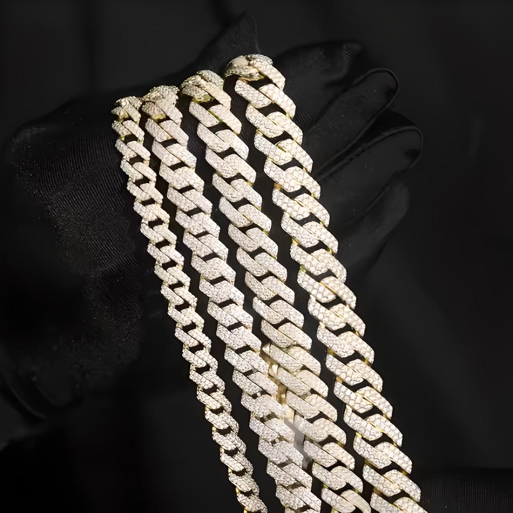 10mm Moissanite Gold Cuban Link Chain