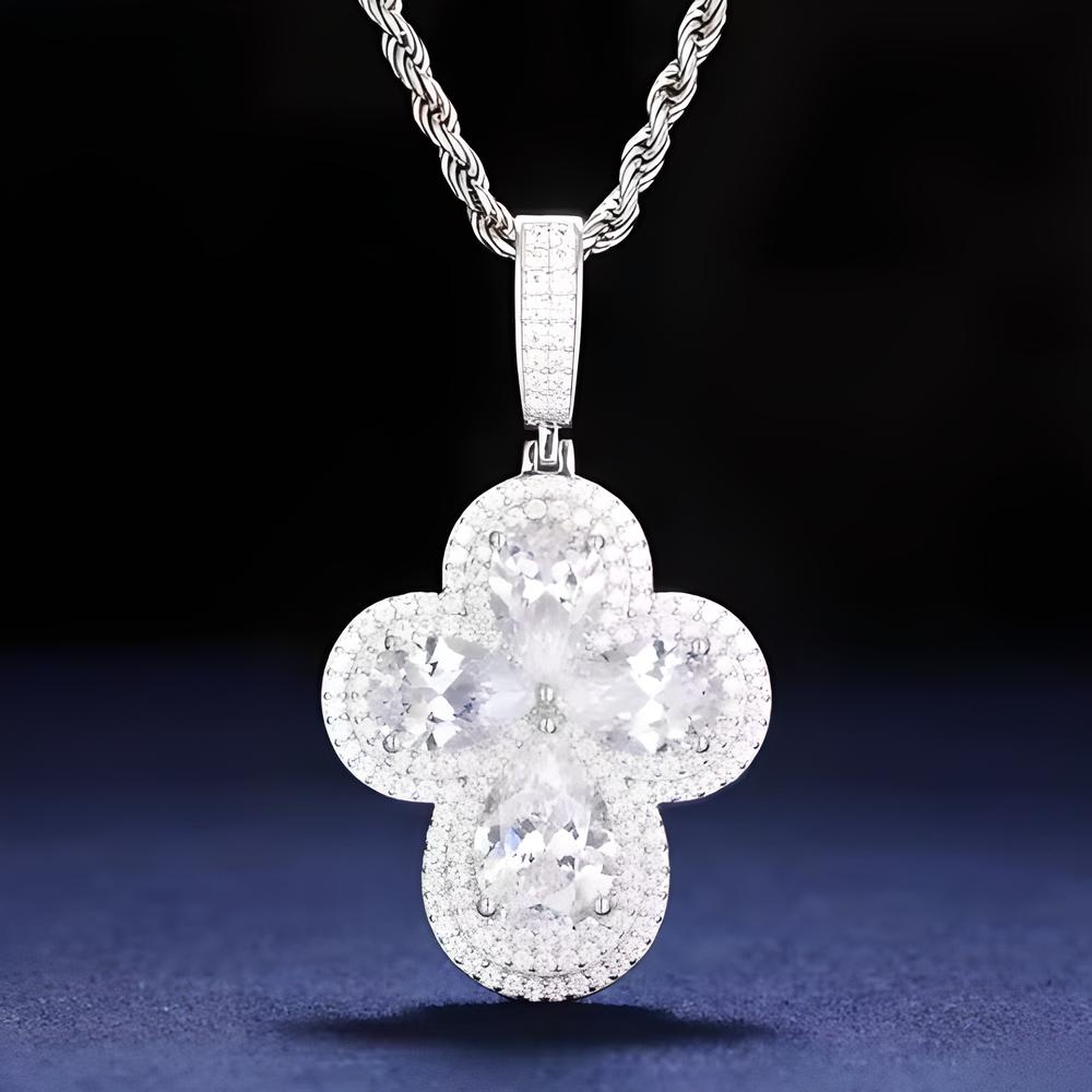 Moissanite Clover Cross Pendant