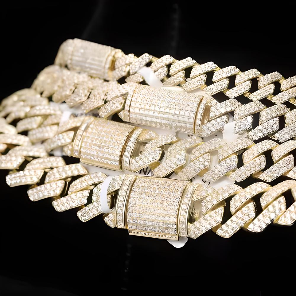 8mm Moissanite Gold Cuban Link Chain