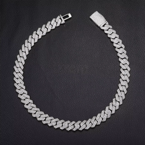 14mm Moissanite White Gold Cuban Link Chain