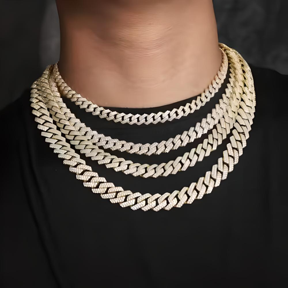 14mm  Moissanite Cuban Link Chain