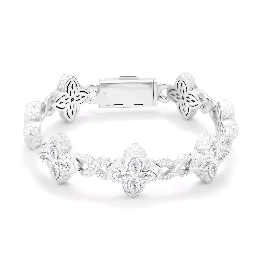 Moissanite Four Leaf Clover Infinity Link Bracelet